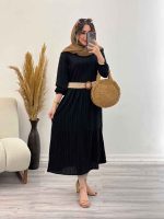 پیراهن بلند برش دار دو جیب کد 5357 - تصویر 7