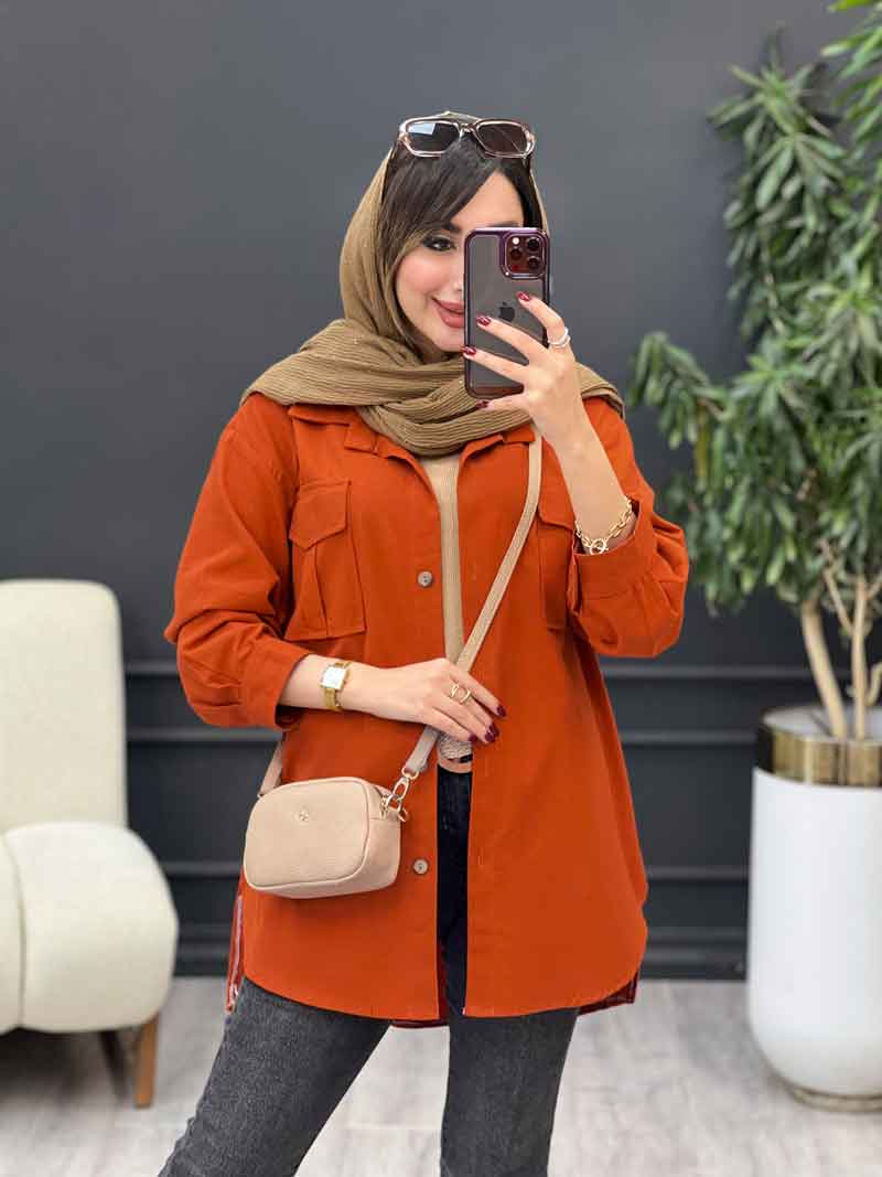 مانتو جیب پیله پاکتی پایین هلال کد 5372 مانتو جیب پیله پاکتی پایین هلال کد 5372