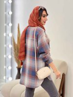مانتو چهارخونه جیب پاکتی ساغر کد 5369 - تصویر 4