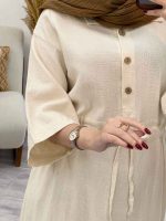 پیراهن بلند کمرگت پایین چاک کد 5354 - تصویر 10