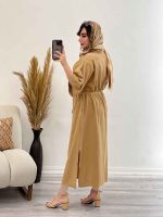 پیراهن بلند کمرگت پایین چاک کد 5354 - تصویر 9