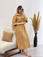 پیراهن بلند کمرگت پایین چاک کد 5354 - تصویر 15
