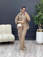 ست مانتو و شلوار کارگو برش دار کد 5349 - تصویر 17