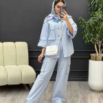 ست مانتو و شلوار کارگو برش دار کد 5349
