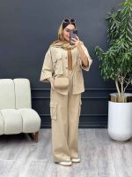ست مانتو و شلوار کارگو برش دار کد 5349 - تصویر 3