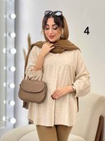 مانتو لینن نچرال جلو پیله کد 5333 - تصویر 4