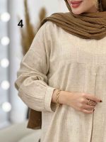 مانتو لینن نچرال جلو پیله کد 5333 - تصویر 7