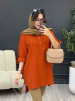 مانتو جلو بسته سه دکمه هاله کد 5374 - تصویر 22