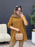 مانتو جلو بسته سه دکمه هاله کد 5374 - تصویر 10