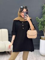 مانتو جلو بسته سه دکمه هاله کد 5374 - تصویر 9