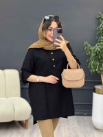مانتو جلو بسته سه دکمه هاله کد 5374 - تصویر 18