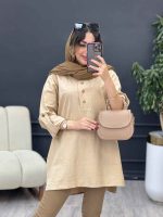 مانتو جلو بسته سه دکمه هاله کد 5374 - تصویر 8