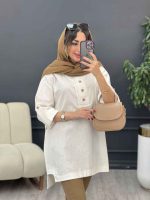 مانتو جلو بسته سه دکمه هاله کد 5374 - تصویر 16
