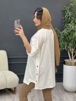 مانتو جلو بسته سه دکمه هاله کد 5374 - تصویر 20