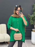 مانتو جلو بسته سه دکمه هاله کد 5374 - تصویر 5