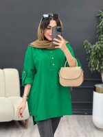 مانتو جلو بسته سه دکمه هاله کد 5374 - تصویر 15