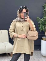 مانتو جلو بسته سه دکمه هاله کد 5374 - تصویر 4