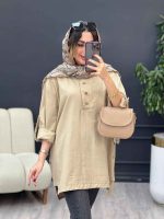 مانتو جلو بسته سه دکمه هاله کد 5374 - تصویر 14