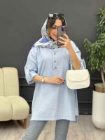 مانتو جلو بسته سه دکمه هاله کد 5374 - تصویر 3