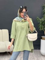 مانتو جلو بسته سه دکمه هاله کد 5374 - تصویر 2