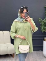 مانتو جلو بسته سه دکمه هاله کد 5374 - تصویر 11