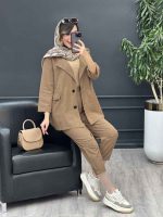 ست مانتو شلوار لینن دو دکمه کد 2969 - تصویر 17