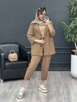 ست مانتو شلوار لینن دو دکمه کد 2969 - تصویر 2