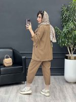 ست مانتو شلوار لینن دو دکمه کد 2969 - تصویر 11