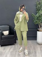 ست مانتو شلوار لینن دو دکمه کد 2969 - تصویر 6