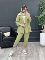 ست مانتو شلوار لینن دو دکمه کد 2969 - تصویر 14