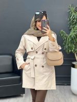 بارانی دو جیب ژیله دکمه دار کد 5386 - تصویر 2
