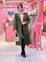 بارانی بلند چهاردکمه دو جیب کد 5385 - تصویر 17