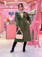 بارانی بلند چهاردکمه دو جیب کد 5385 - تصویر 3