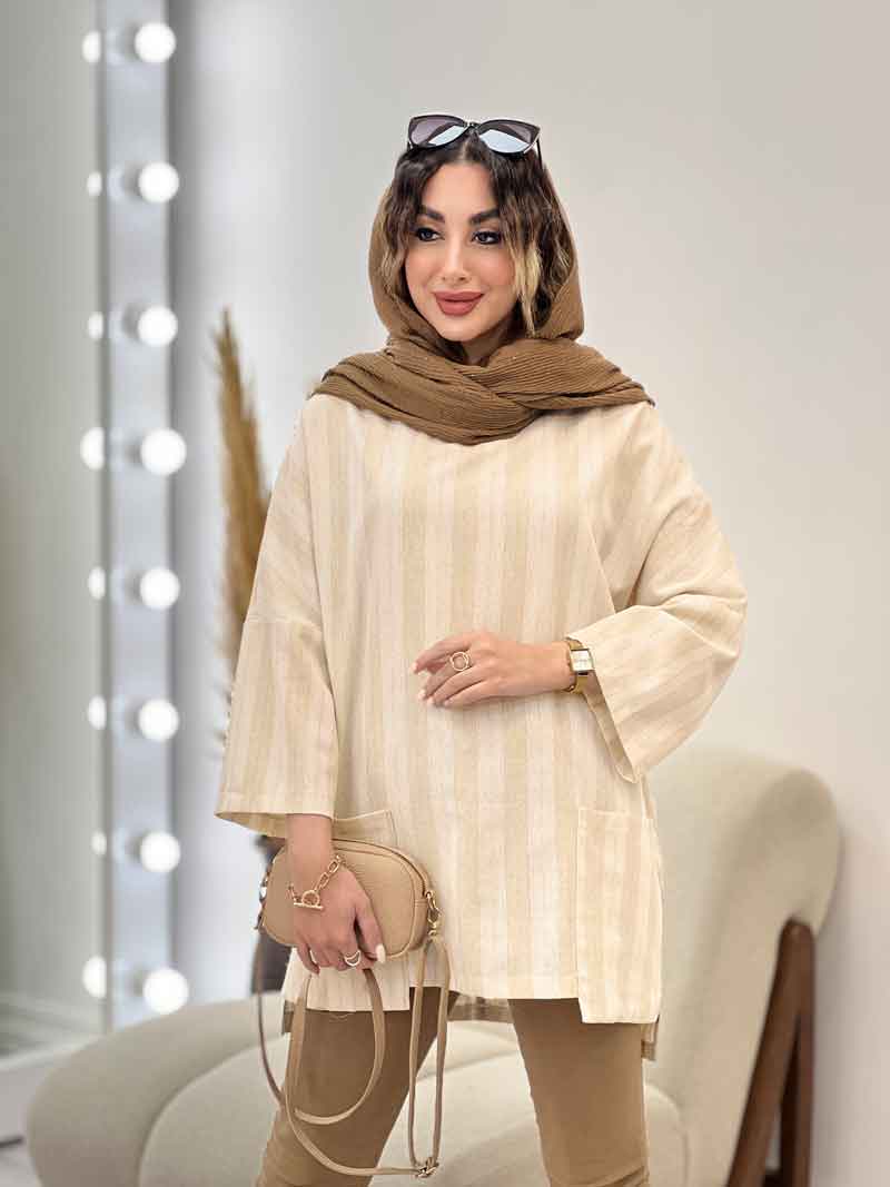 مانتو لینن نچرال دو جیب پایین کد 5277 مانتو لینن نچرال دو جیب پایین کد 5277