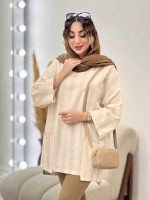 مانتو لینن نچرال دو جیب پایین کد 5277 - تصویر 2