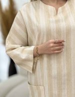 مانتو لینن نچرال دو جیب پایین کد 5277 - تصویر 4