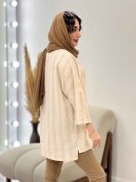 مانتو لینن نچرال دو جیب پایین کد 5277 - تصویر 5