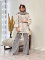ست مانتو و شلوار جلو بسته لمه دار کد 5290 - تصویر 15