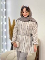 ست مانتو و شلوار جلو بسته لمه دار کد 5290 - تصویر 2