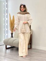 ست مانتو و شلوار جلو بسته لمه دار کد 5290 - تصویر 16