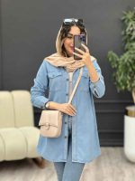 مانتو جین دو جیب پاکتی مرسانا کد 5257 - تصویر 3