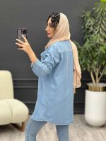 مانتو جین دو جیب پاکتی مرسانا کد 5257 - تصویر 8