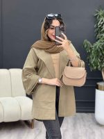 مانتو پانچ دو جیب کمر گت کد 5253 - تصویر 10