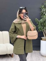 مانتو پانچ دو جیب کمر گت کد 5253 - تصویر 3