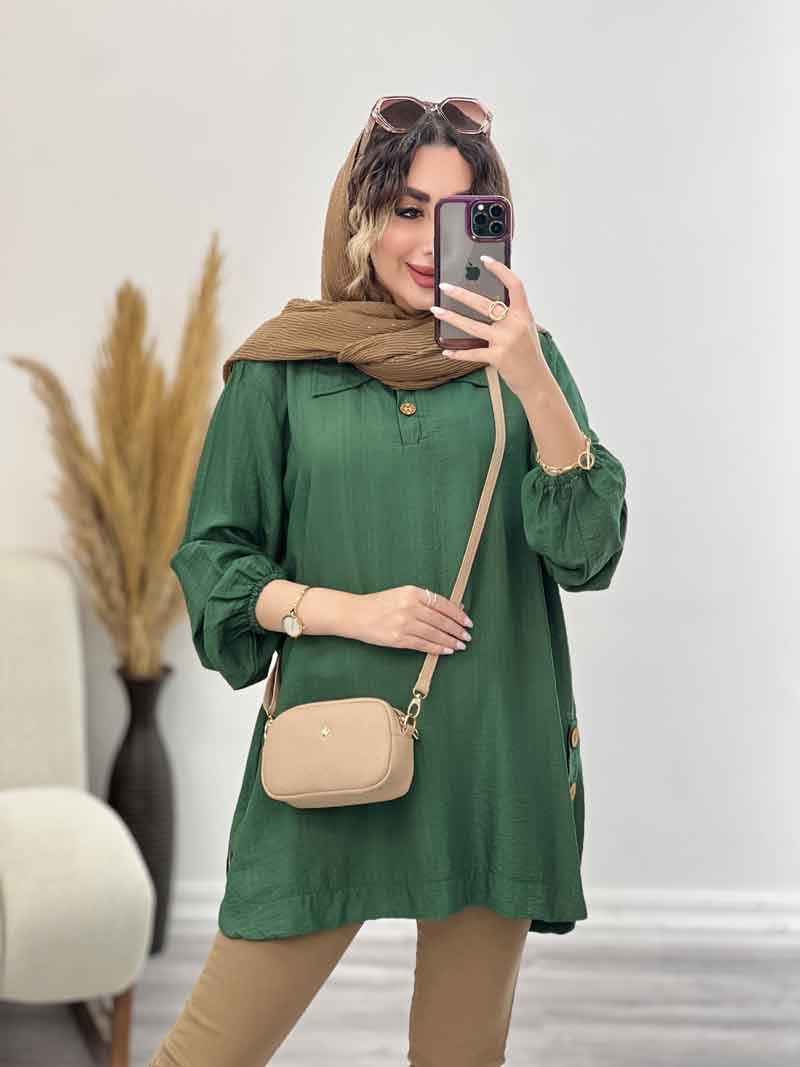 شومیز جلو بسته بغل سه دکمه کد 4370 شومیز جلو بسته بغل سه دکمه کد 4370