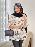 مانتو شومیزی طرح دار کمر گت کد 2898 - تصویر 3