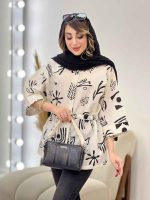مانتو شومیزی طرح دار کمر گت کد 2898 - تصویر 8