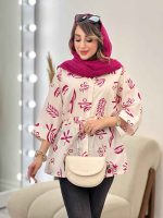 مانتو شومیزی طرح دار کمر گت کد 2898 - تصویر 9