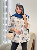 مانتو شومیزی طرح دار کمر گت کد 2898 - تصویر 6