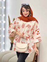 مانتو شومیزی طرح دار کمر گت کد 2898 - تصویر 5